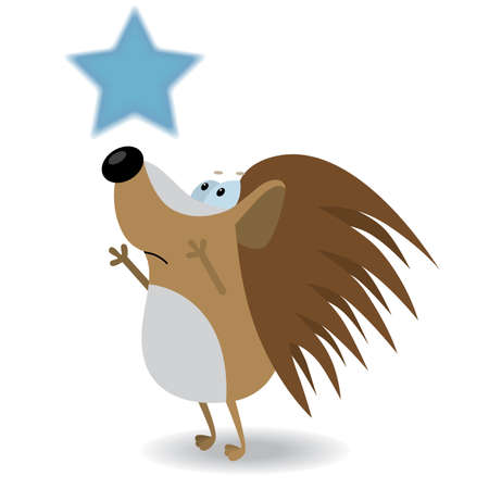 Hedgehog reach for the starのイラスト素材