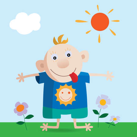 Happy boy put out one's tongueのイラスト素材