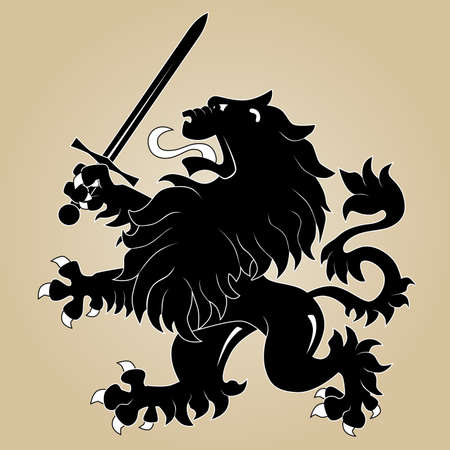 Heraldic lion with swordのイラスト素材