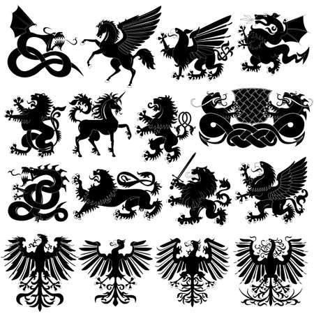 Vector set of heraldic animalsのイラスト素材