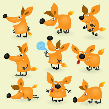 Funny cartoon fox setのイラスト素材