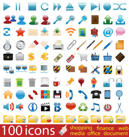 Hundred shiny vector Icons for Web Applicationsのイラスト素材