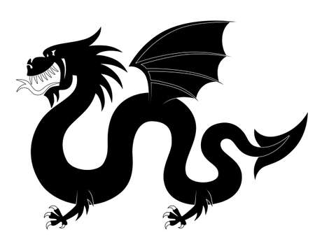 Silhouette of heraldic dragonのイラスト素材