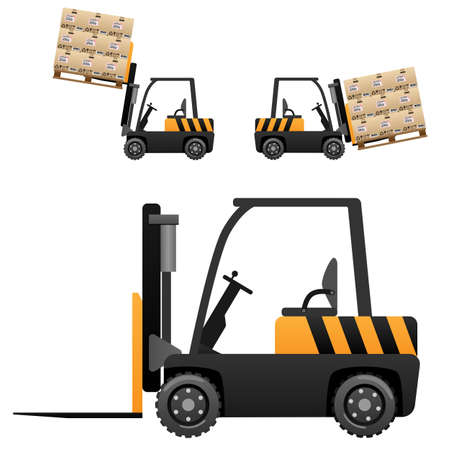 Forklift loader with boxesのイラスト素材
