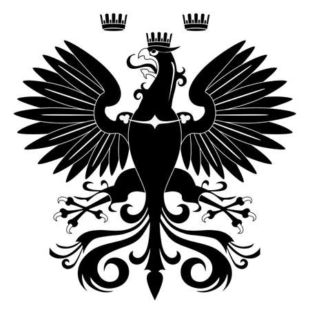 Heraldic eagle silhouette isolated on white backgroundのイラスト素材