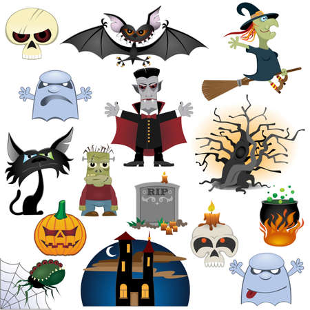 Halloween icons set isolated on white backgroundのイラスト素材