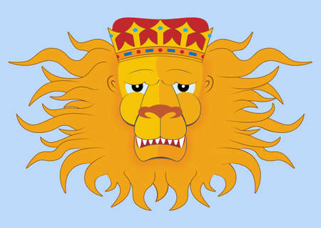 Heraldic lions head with crownのイラスト素材