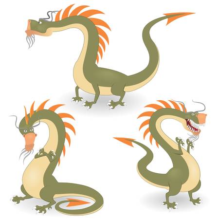 Cartoon dragons setのイラスト素材