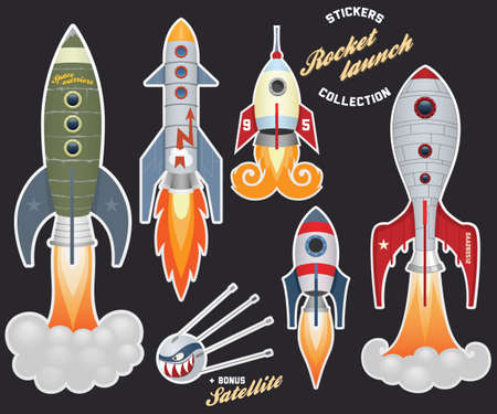 Rocket launch (stickers collection)のイラスト素材