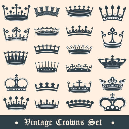 Vintage crowns setのイラスト素材