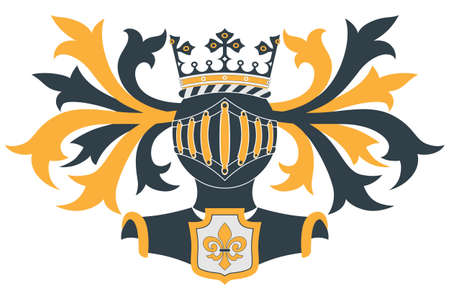 Coat of arms (Knight helmet and shield)のイラスト素材