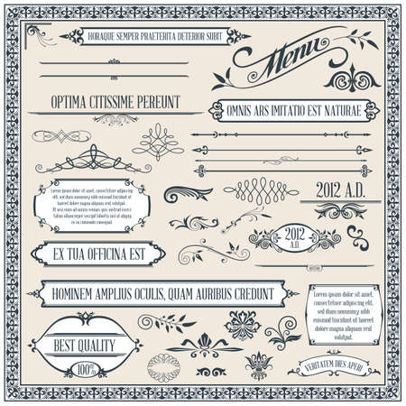 Calligraphic design elements and page decorationのイラスト素材