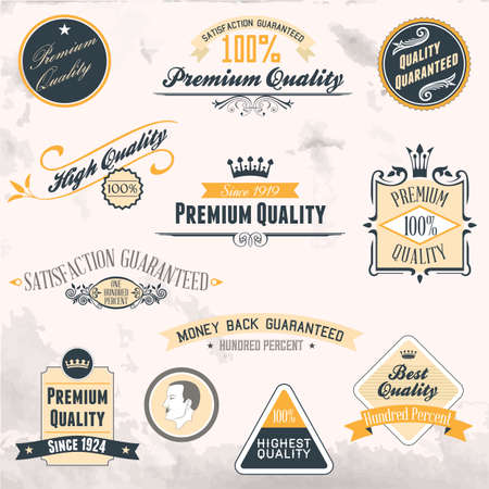 Premium Quality and Guarantee Labels collectionのイラスト素材