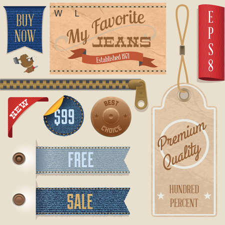Jeans Labels Setのイラスト素材