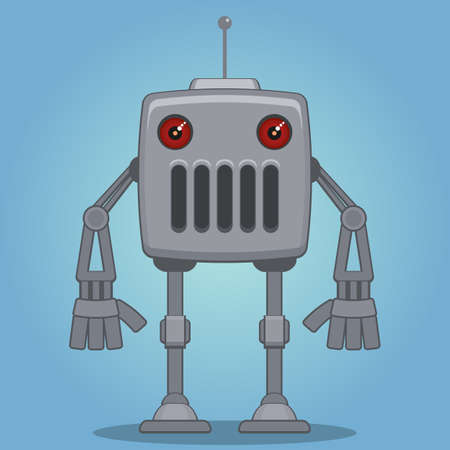 Cartoon robot with red eyesのイラスト素材
