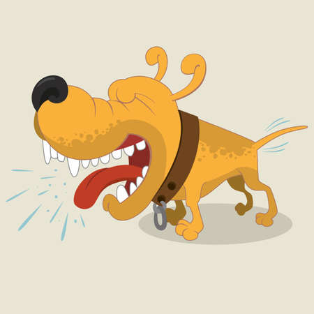 Cartoon illustration of barking Mongrel dogのイラスト素材