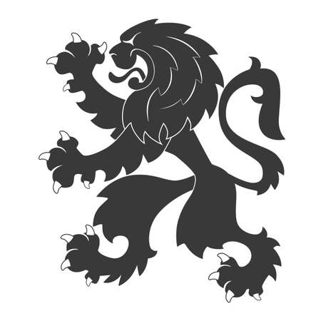 Standing Black Heraldic Lionのイラスト素材
