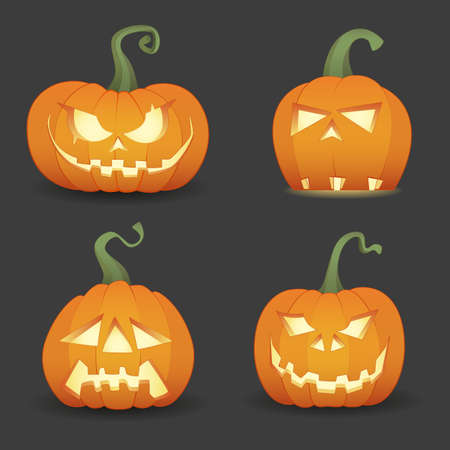 Pumpkin set on dark backgroundのイラスト素材
