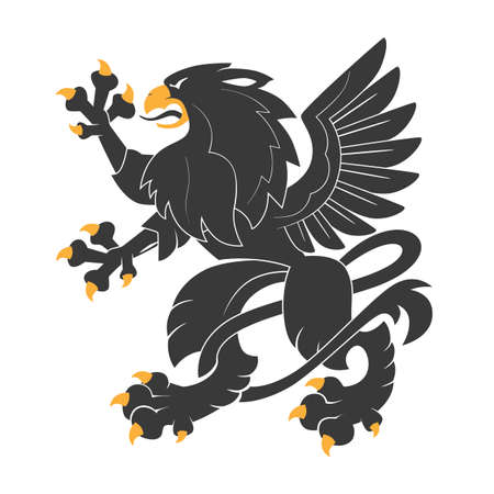 Standing Black Heraldic Griffinのイラスト素材