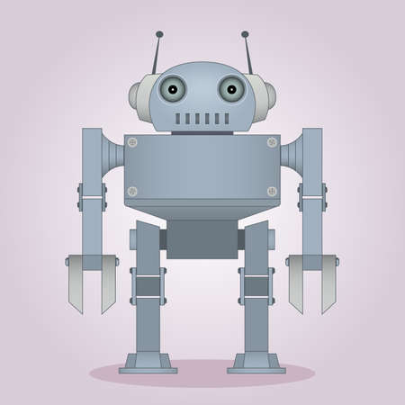 Cartoon illustration friendly grey robotのイラスト素材