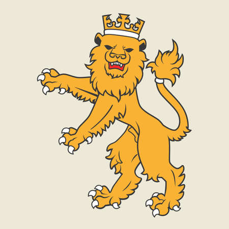 Golden regal  heraldic lion with crownのイラスト素材