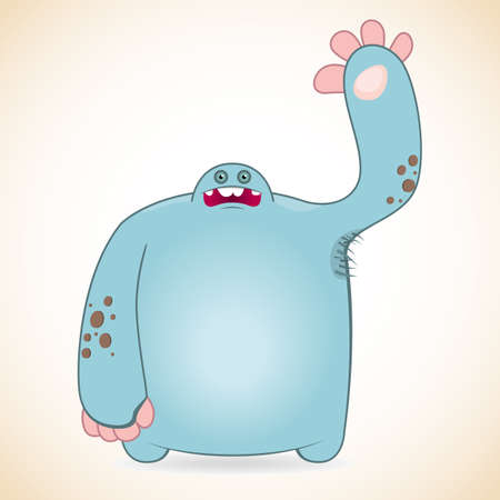 Cartoon funny roaring blue monsterのイラスト素材