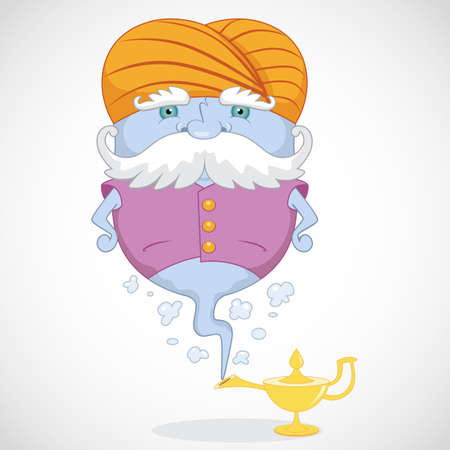 Magic Genie appear from magic lampのイラスト素材