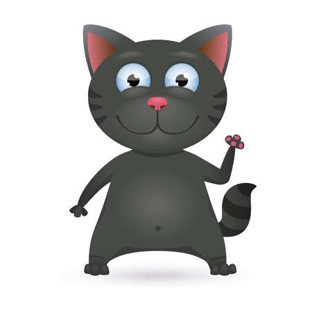 Funny cartoon black cat. Vector Illustrationのイラスト素材