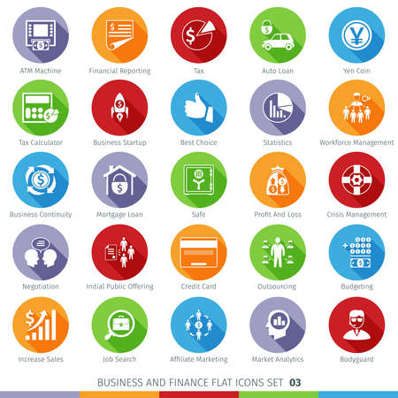 Business and Finance Long Shadow Flat Icons Set 03のイラスト素材