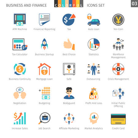 Business and FIinance Colorful Icons Set 03のイラスト素材