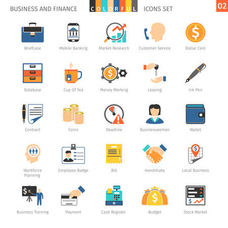 Business and FIinance Colorful Icons Set 02のイラスト素材