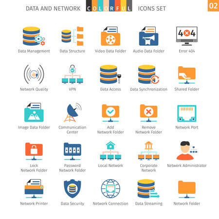 Data And Networks Colorful Iconのイラスト素材