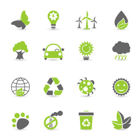 Black And Green Ecology Icon Setのイラスト素材