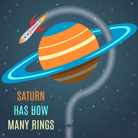 Saturn Has How Many Rings. Flat Design Illustration Concept.の写真素材