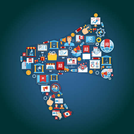 Creative loud speaker shape concept background. vector illustrationのイラスト素材