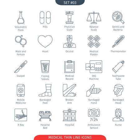 Thin Line Icons Set Of Medical and Health Care. Web Elements Collectionの写真素材