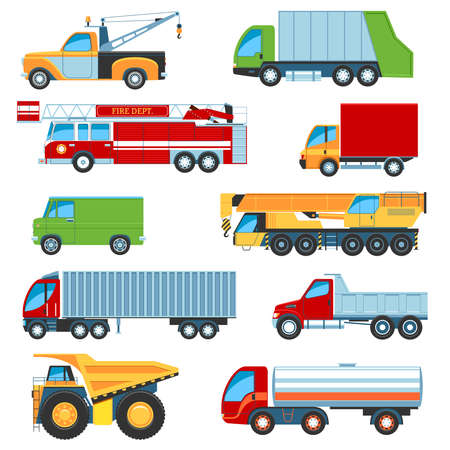 Set Of Flat Design Trucks Icons.のイラスト素材