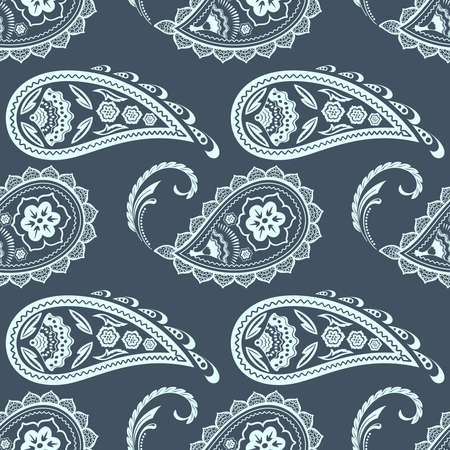 Paisley Floral Seamless Pattern. Indian Cucumber. Traditional Classic Oriental Decorative Ornament. Seamless Texture for Textile, Wallpapers, Backgrounds and Wrapping.のイラスト素材