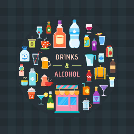 drinks and alcohol bannerのイラスト素材