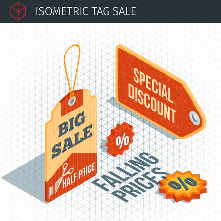 Isometric sale labelsのイラスト素材