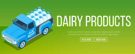 delivery milk truckのイラスト素材