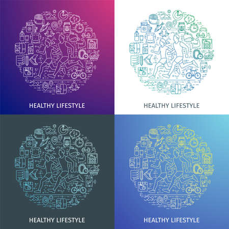Healthy lifestyle outline concept5のイラスト素材