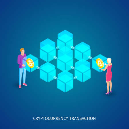 Cryptocurrency transaction conceptのイラスト素材
