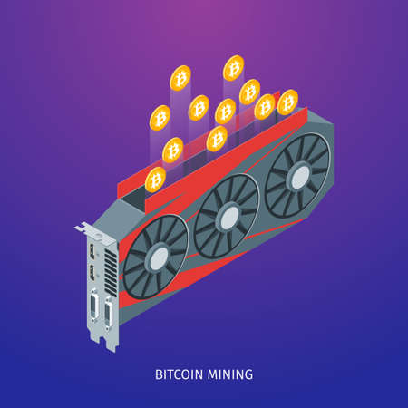 Bitcoin mining conceptのイラスト素材
