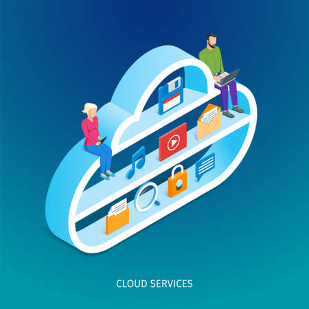 Cloud services conceptのイラスト素材