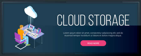 Cloud storage banner 01のイラスト素材