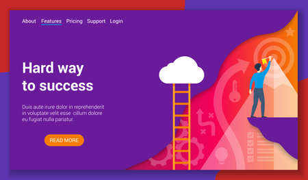 Hard way to success flat design concept. Vector illustration mock-up for website and mobile website. Landing page template.のイラスト素材