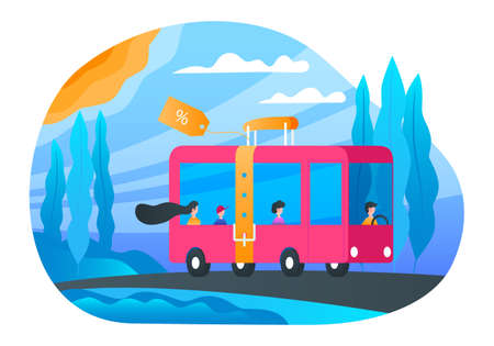 cheap bus tickets bannerのイラスト素材