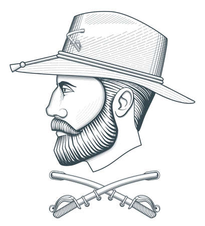 vintage cavalry officer headのイラスト素材