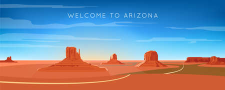 Wide panorama of monument valley landscapeのイラスト素材